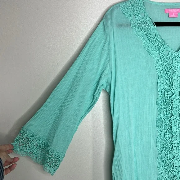 Isaac Mizrahi New York Daisy Crochet Lace Cover Up Tunic size Small - Picture 4 of 13